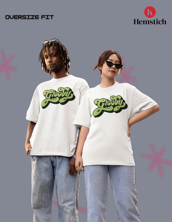 GROOVY OVERSIZE WHITE UNISEX TEE